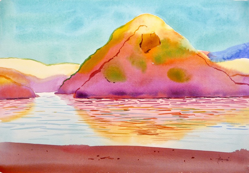 Aquarelle au Salagou