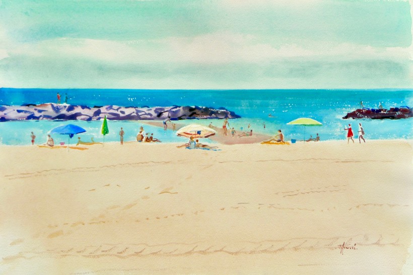 aquarelle à la plage