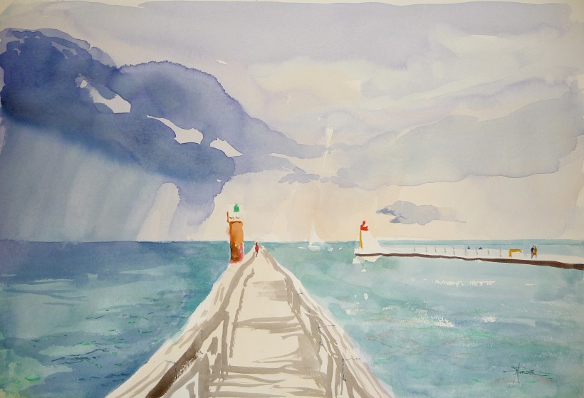 Aquarelle sur la digue