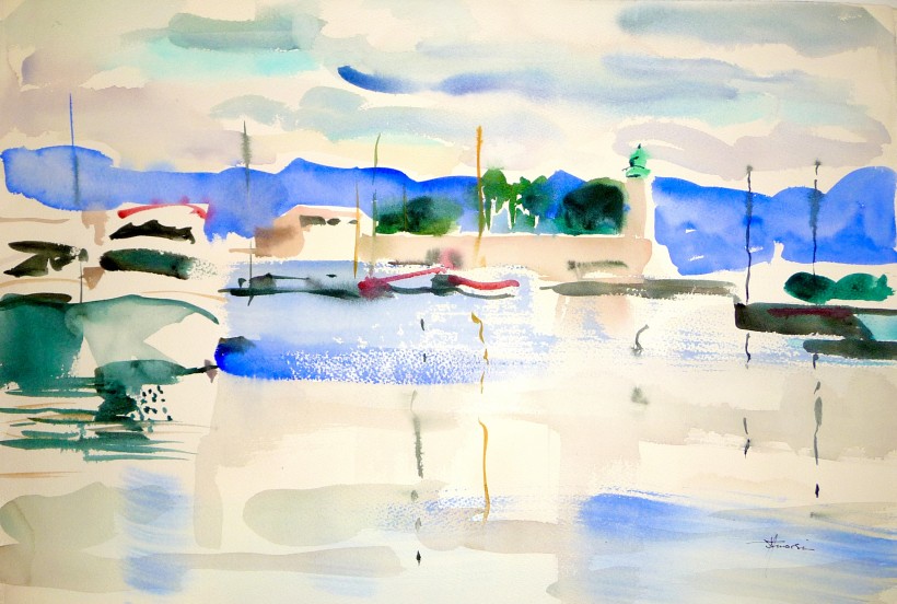 aquarelle au port