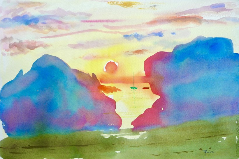 Aquarelle sunset